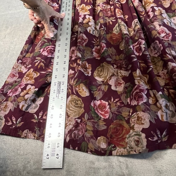 Indian‎ Burgundy Floral Dress Tunic Women's XL Embellished V-neck Party Festival - Picture 12 of 14